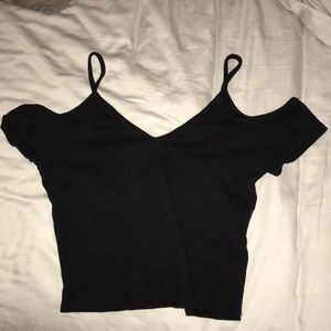 black off the shoulder t-shirt